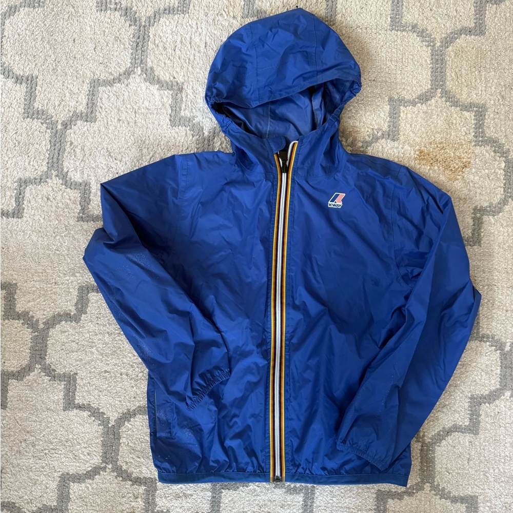 K-Way Royal Blue Hooded waterproof windbreaker